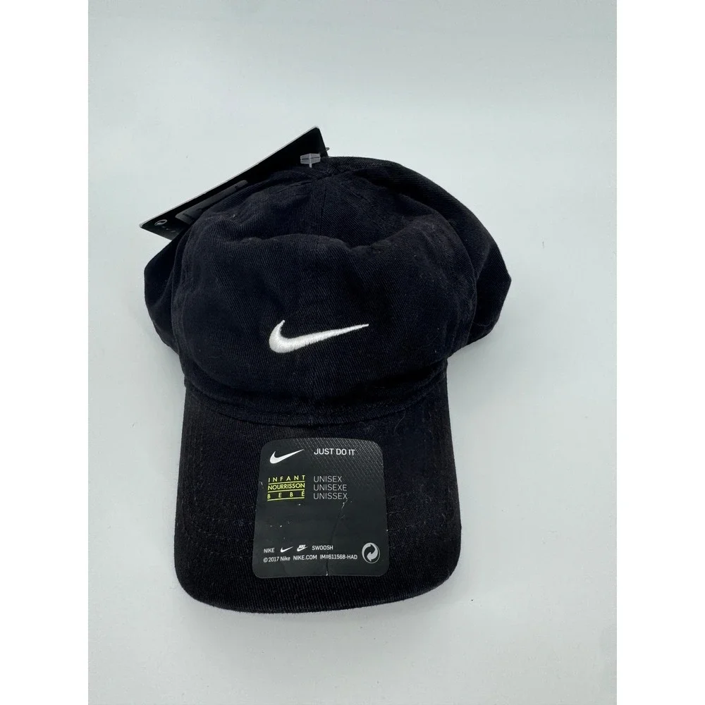 Nike‎ Infant Unisex Black Baseball Cap Hat 12/24M Adjustable Swoosh Logo